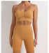 the keeper seam free GATHERED CROP & high waist scrunch bum bike short SET ochre